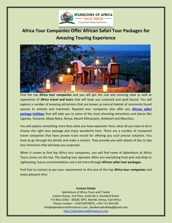 africa tour companies offer african safari tour