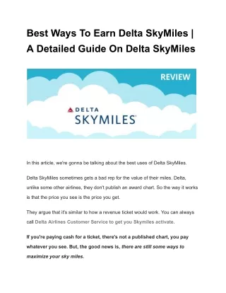Best Ways To Earn Delta SkyMiles