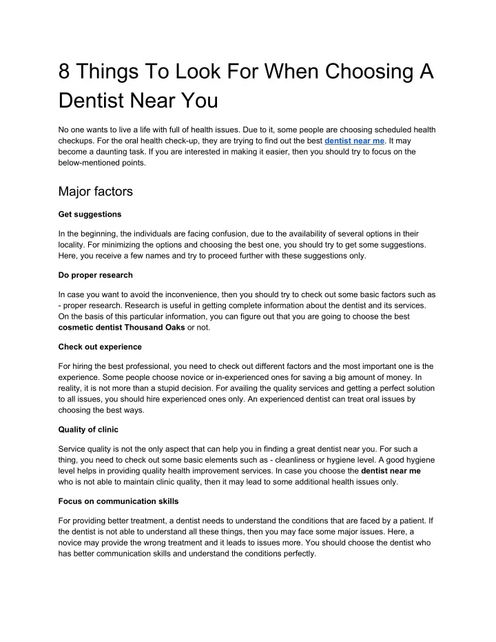 8 things to look for when choosing a dentist near