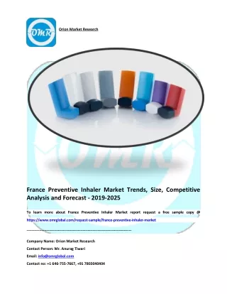 France Preventive Inhaler Market Size, Share, Trends & Forecast 2019-2025
