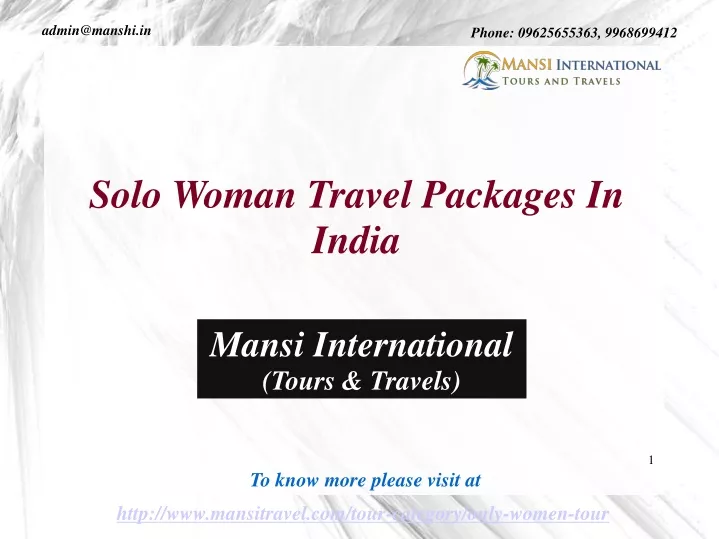 solo woman travel packages in india