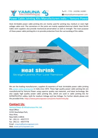 power cable jointing kits manufacturers india
