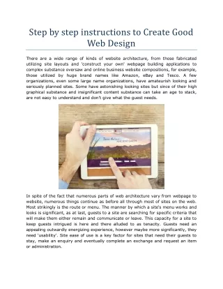 Step by step instructions to Create Good Web Design