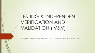testing independent verification and validation iv v
