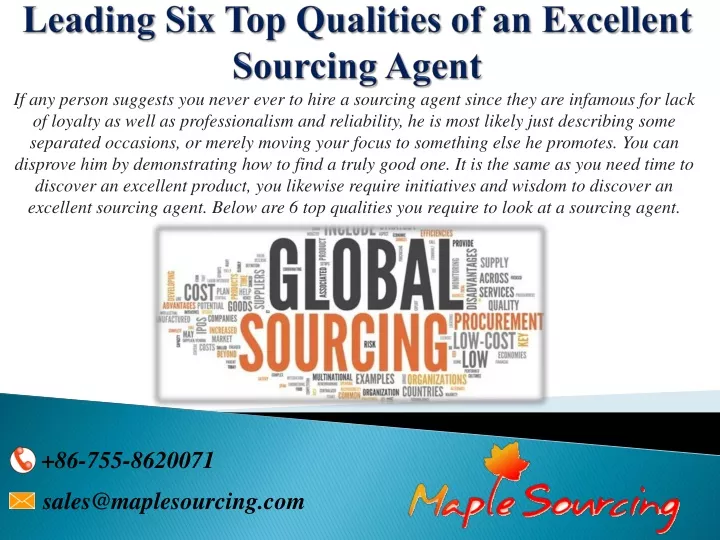 leading six top qualities of an excellent sourcing agent
