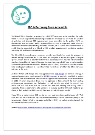 seo is becoming more accessible