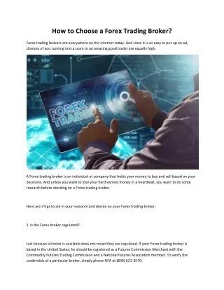 how to choose a forex trading broker