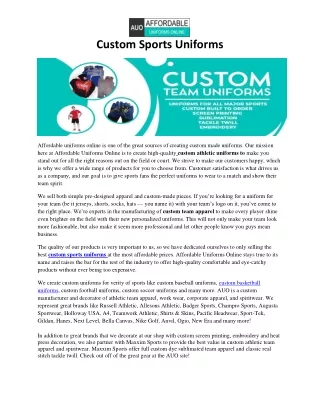 custom sports uniforms