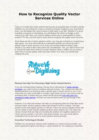 how to recognize quality vector services online