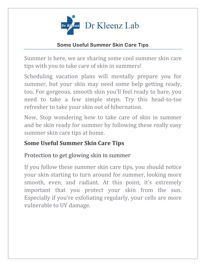 some useful summer skin care tips