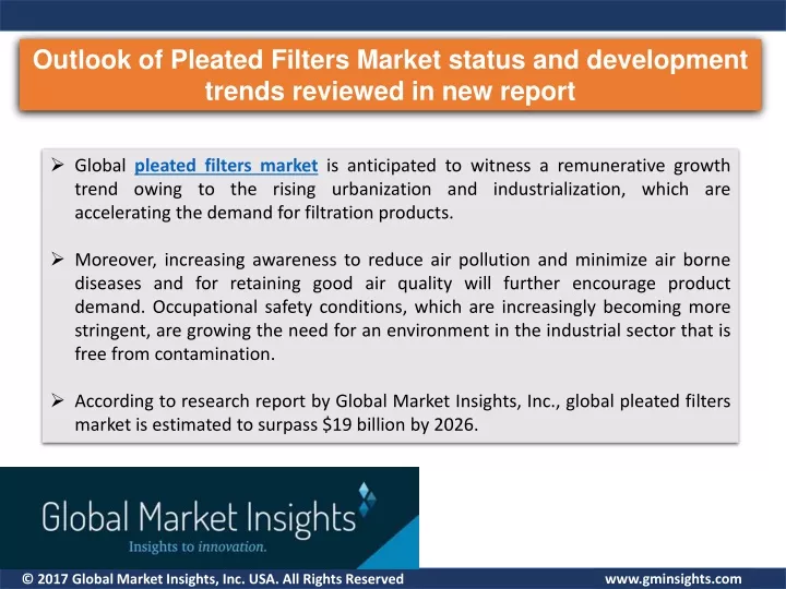 outlook of pleated filters market status