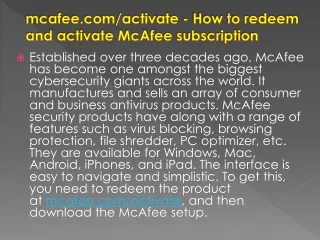 mcafee com activate how to redeem and activate mcafee subscription