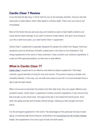 cardio clear 7 review