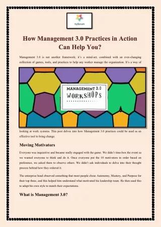 how management 3 0 practices in action can help