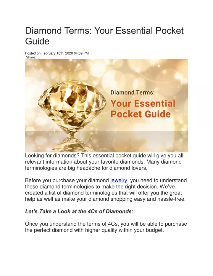 diamond terms your essential pocket guide