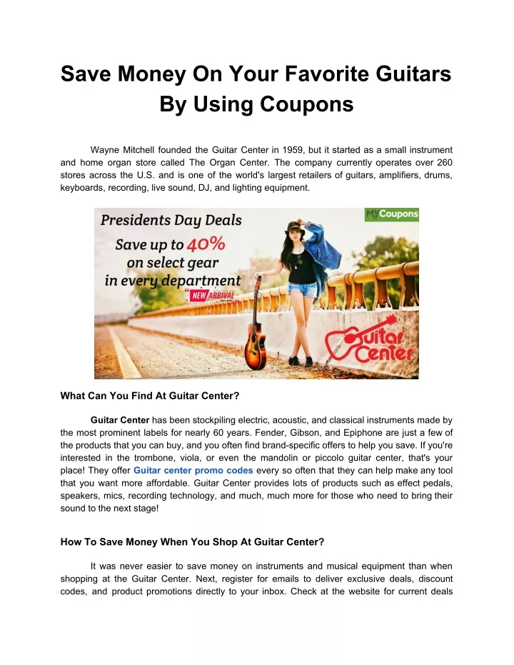 save money on your favorite guitars by using