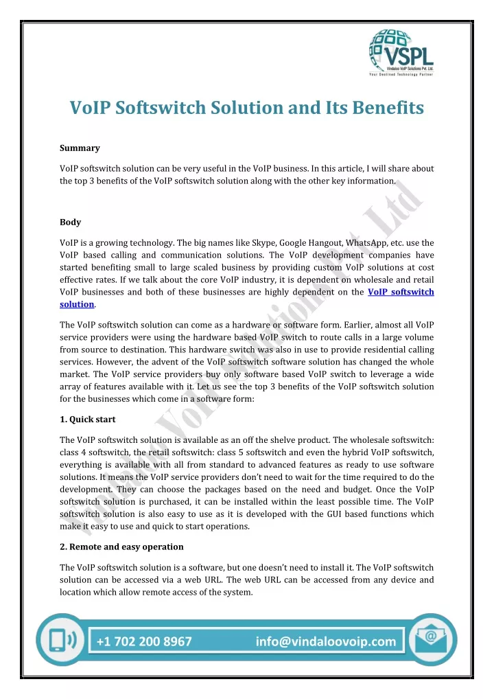 voip softswitch solution and its benefits