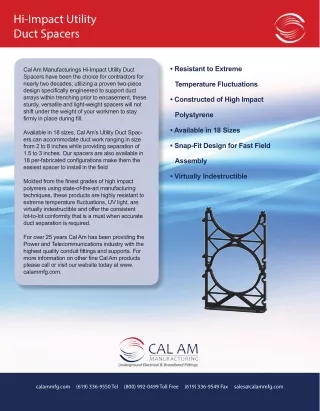Hi-Impact Utility Duct Spacers - Cal Am Manufacturing