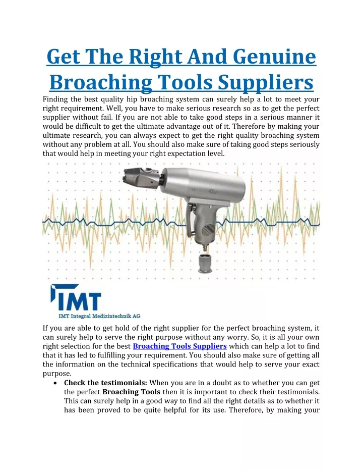get the right and genuine broaching tools
