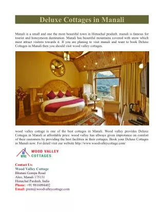 Deluxe Cottages in Manali
