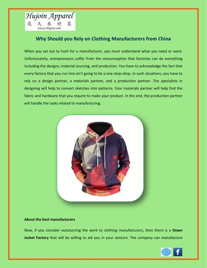 why should you rely on clothing manufacturers
