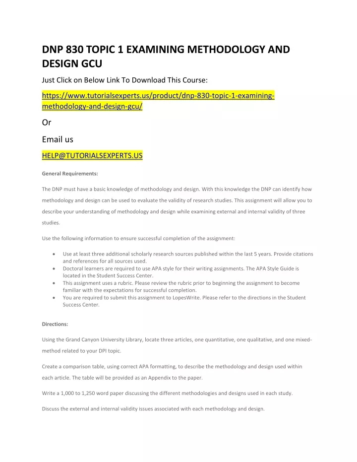 dnp 830 topic 1 examining methodology and design