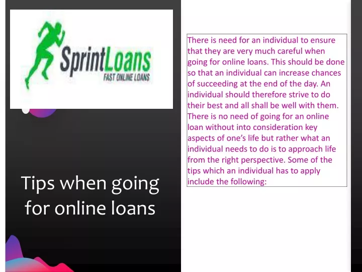 tips when going for online loans