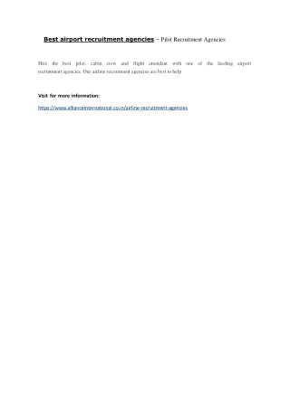 best airport recruitment agencies pilot