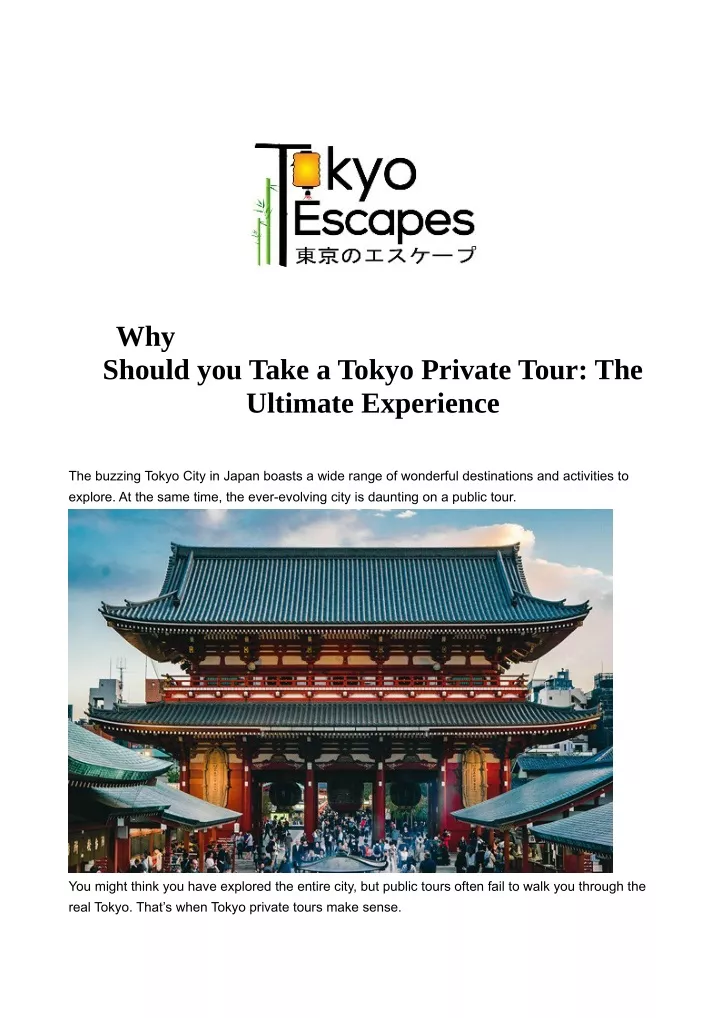 why should you take a tokyo private tour