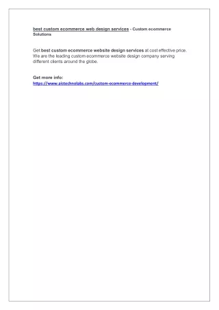 best custom ecommerce web design services custom