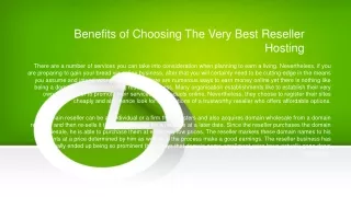 Benefits of Choosing The Best Reseller Hosting