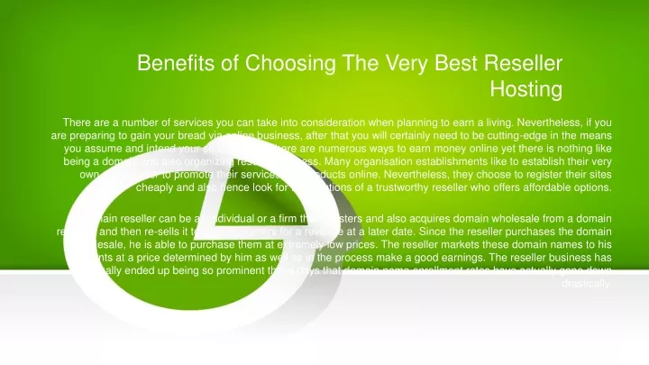 benefits of choosing the very best reseller hosting