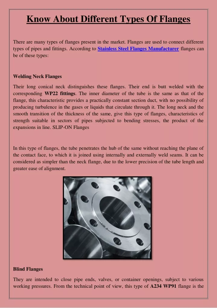 know about different types of flanges