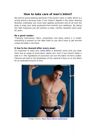 how to take care of men s bikini