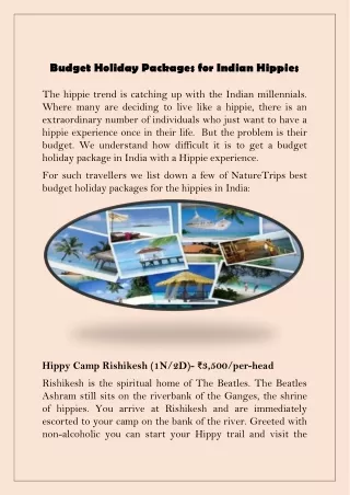 budget holiday packages for indian hippies