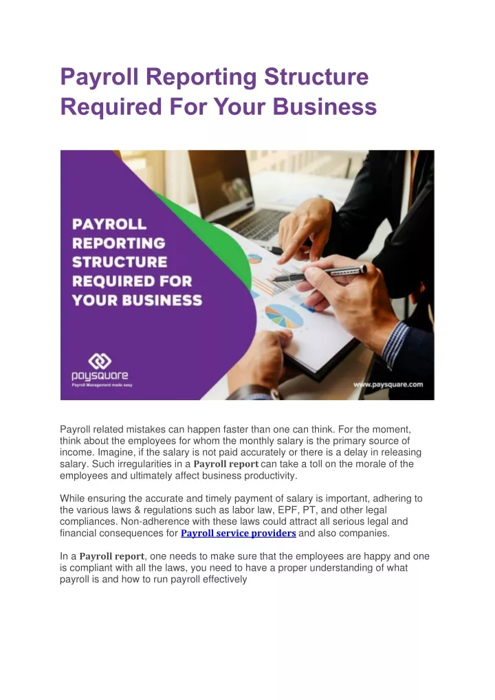 payroll reporting structure required for your