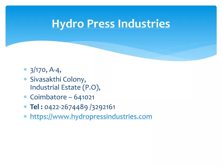 hydro press industries