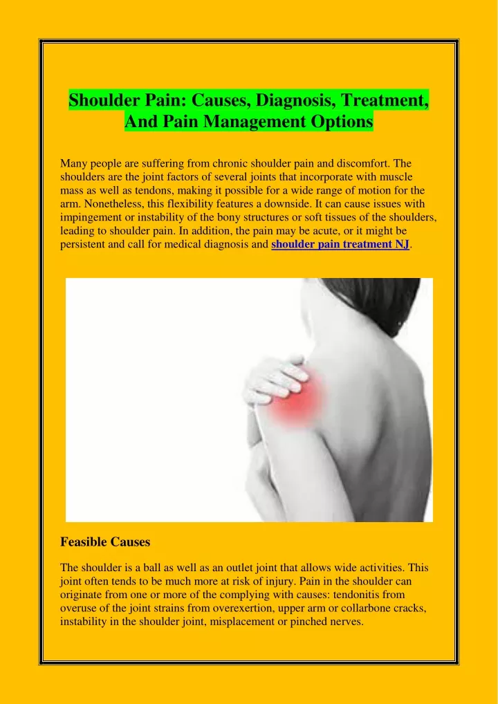 shoulder pain causes diagnosis treatment and pain