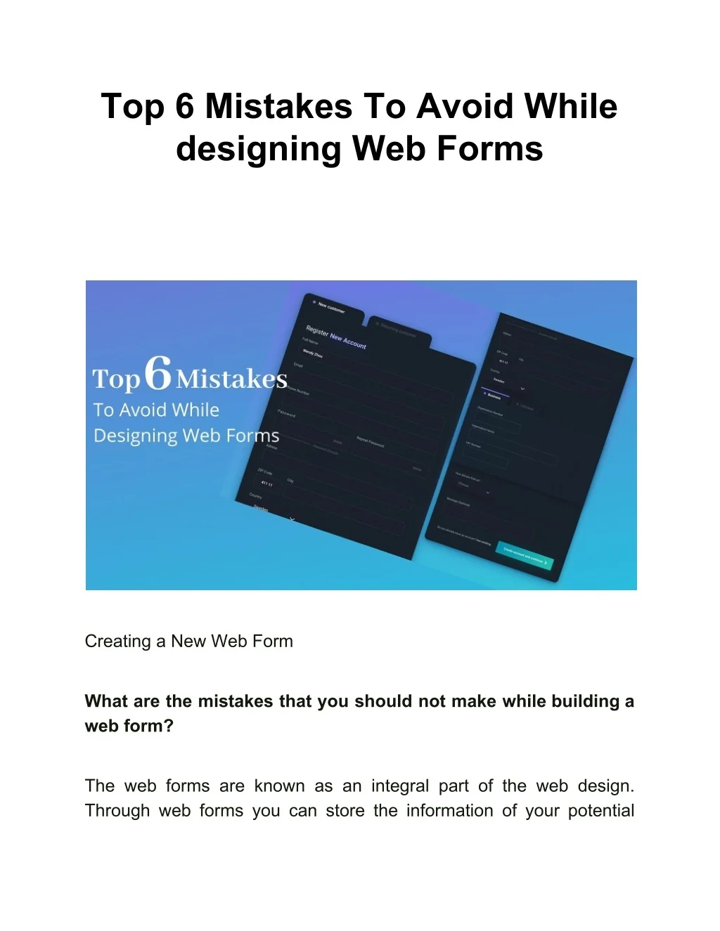 PPT - Top 6 Mistakes To Avoid While Designing Web Forms PowerPoint ...