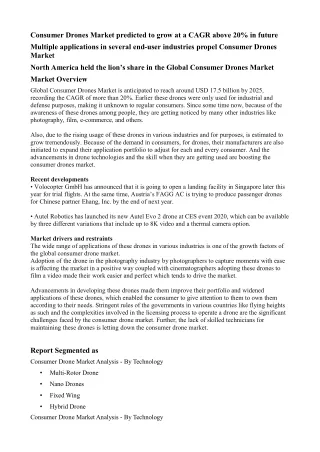 consumer drones market predicted to grow