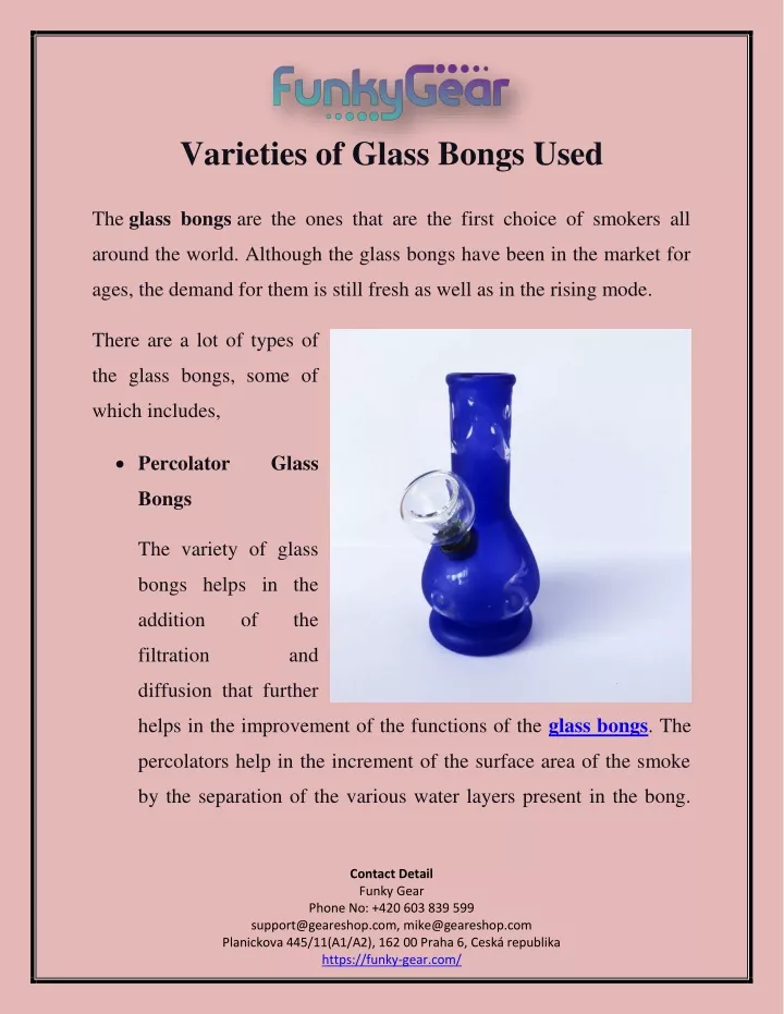 varieties of glass bongs used