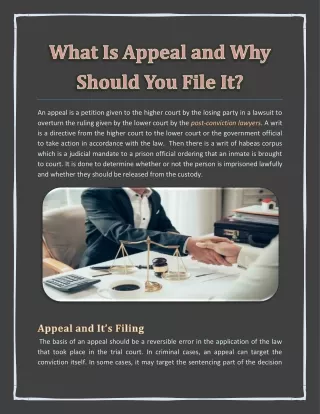 an appeal is a petition given to the higher court
