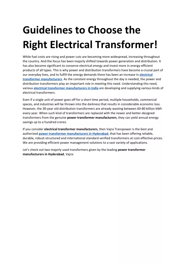 guidelines to choose the right electrical