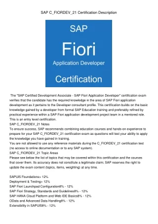 sap c fiordev 21 certification description