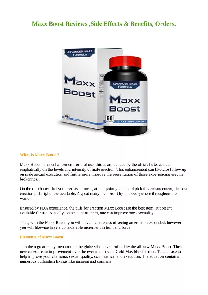 maxx boost reviews side effects benefits orders
