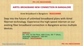 Airtel Broadband in Bangalore - 9632230404