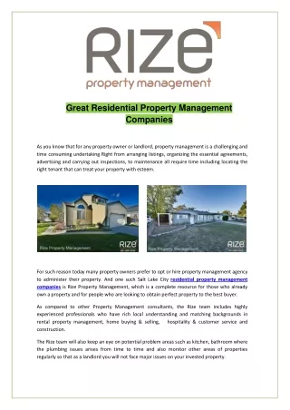 great residential property management companies
