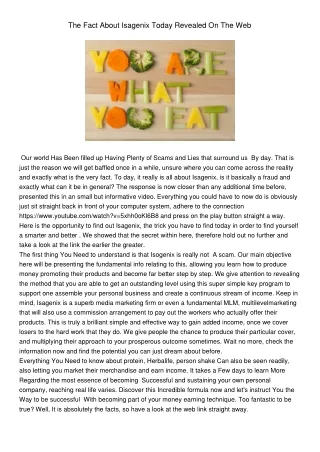 the fact about isagenix today revealed on the web
