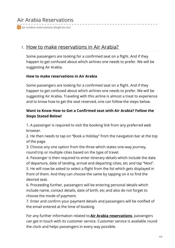 air arabia reservations