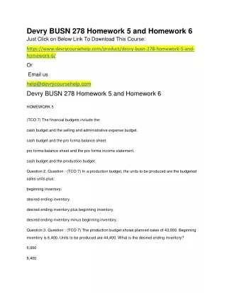 devry busn 278 homework 5 and homework 6 just